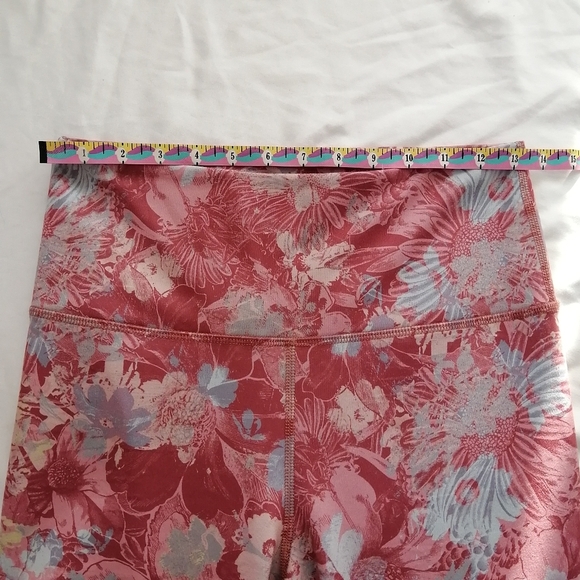 Anthropologie Daily Practice Allie Leggings Pink Floral 7/8 Ankle Tie Medium - Picture 14 of 16